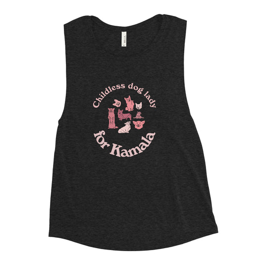 Childless dog lady for Kamala - women's muscle tank