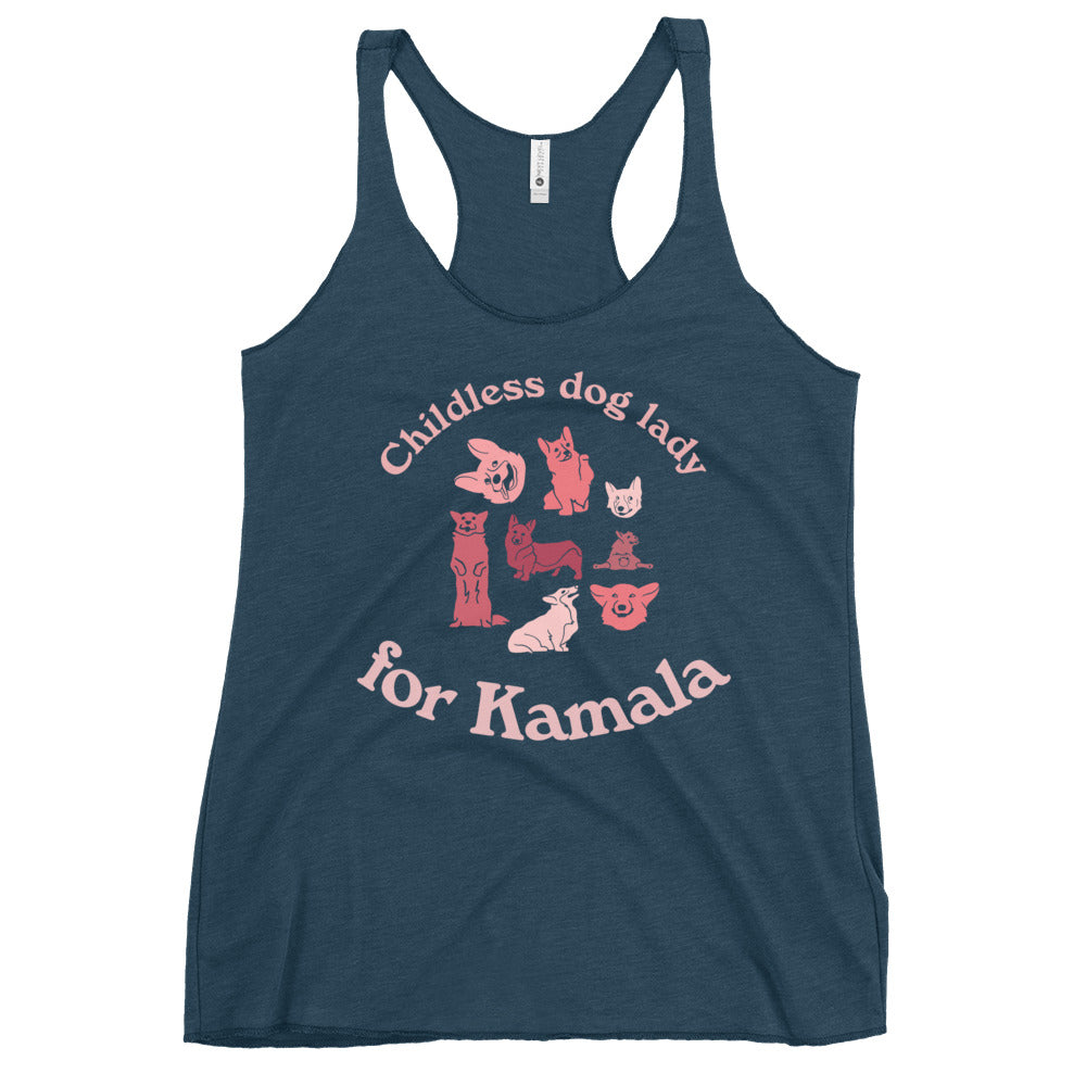 Childless dog lady for Kamala - racerback tank