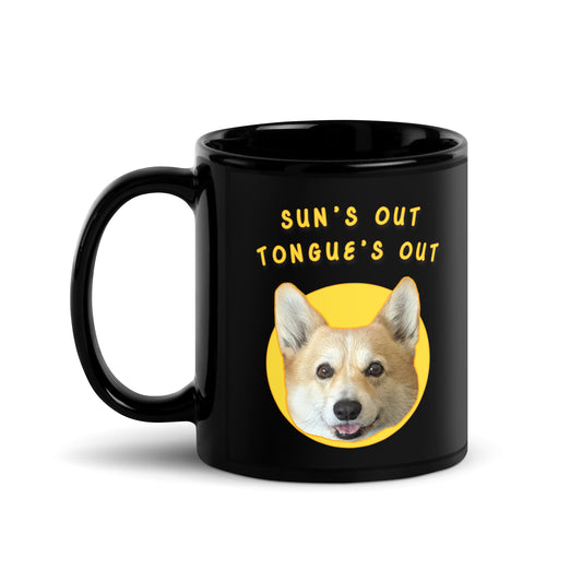 "Sun's Out, Tongue's Out" - Black Glossy Mug